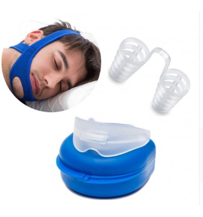 Anti-ronflement strap manibulaire + gouttière + écarteur nasal